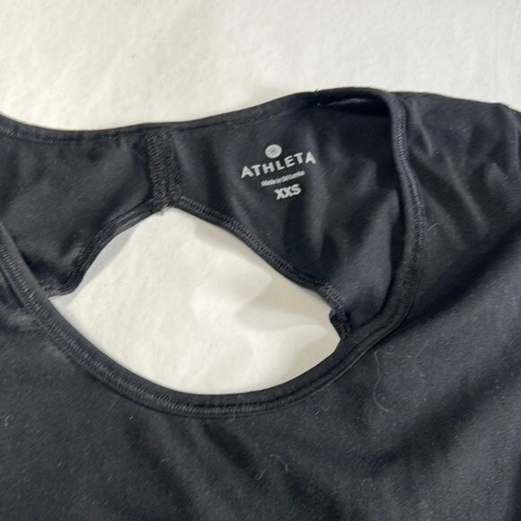 Athleta Black Short Sleeve Keyhole Back Activewear Top XXS - Picture 2 of 7